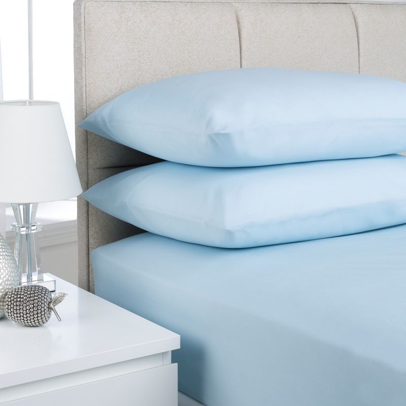 Plain Dyed Double Bed Fitted Sheet  Ice Blue